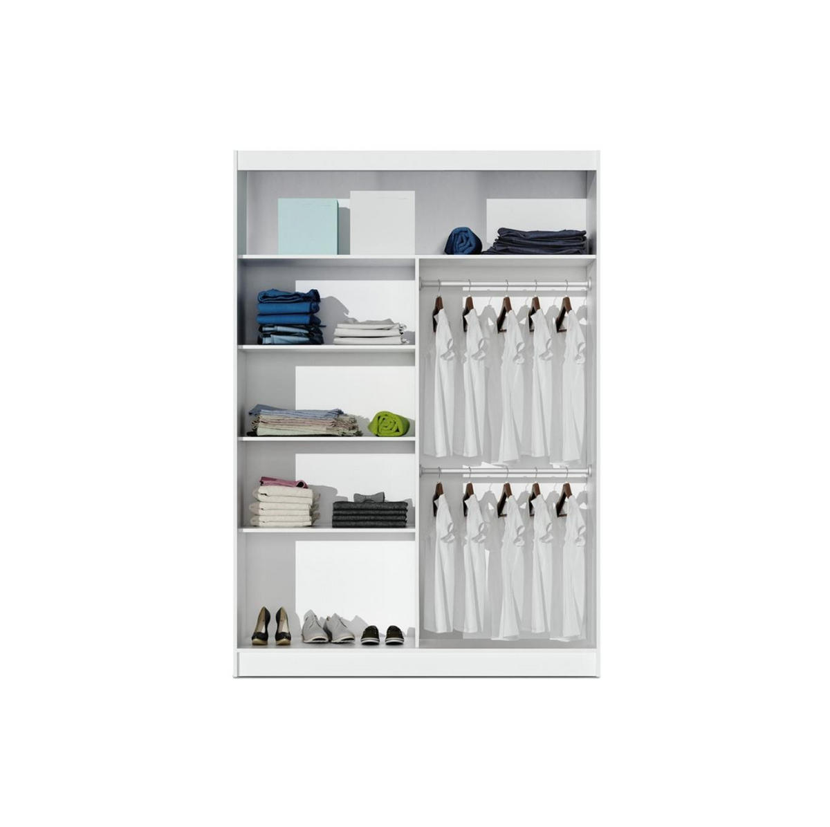 KLEIDERSCHRANK Nantes 160 Weiß, mit Spiegel - Weiß, Holzwerkstoff (160/215/61cm) - Bettso