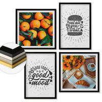 WANDBILDER 4er-Set - 50x50 cm & 40x60 cm Schwarzer Rahmen - Juicy Oranges Kitchen - Schwarz, Kunststoff (50/50cm) - ArtPrintCave