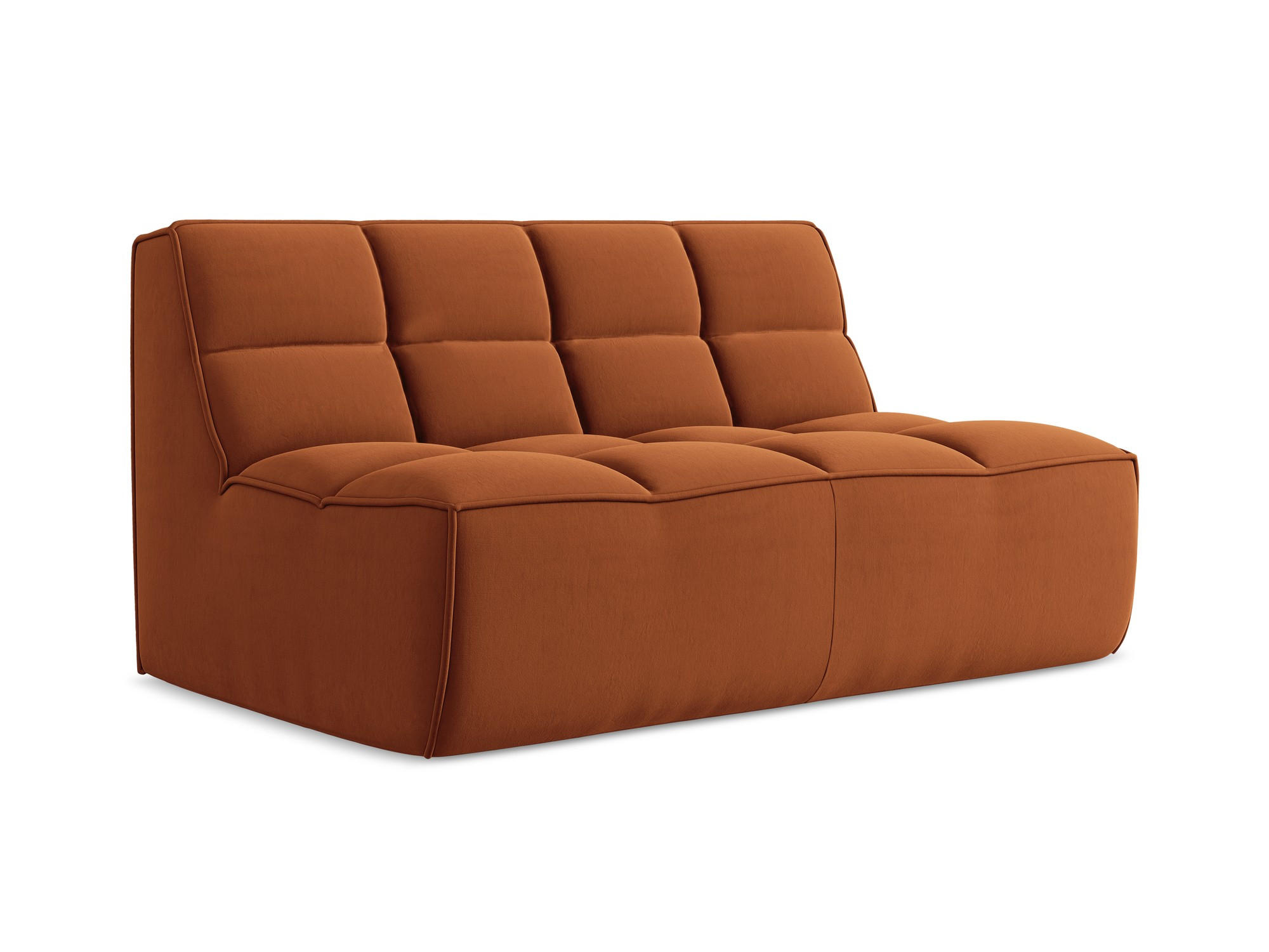 2-SITZER-SOFA Samt Stoff Orange - Terra cotta/Schwarz, Kunststoff/Textil (160/75/93cm) - Makamii