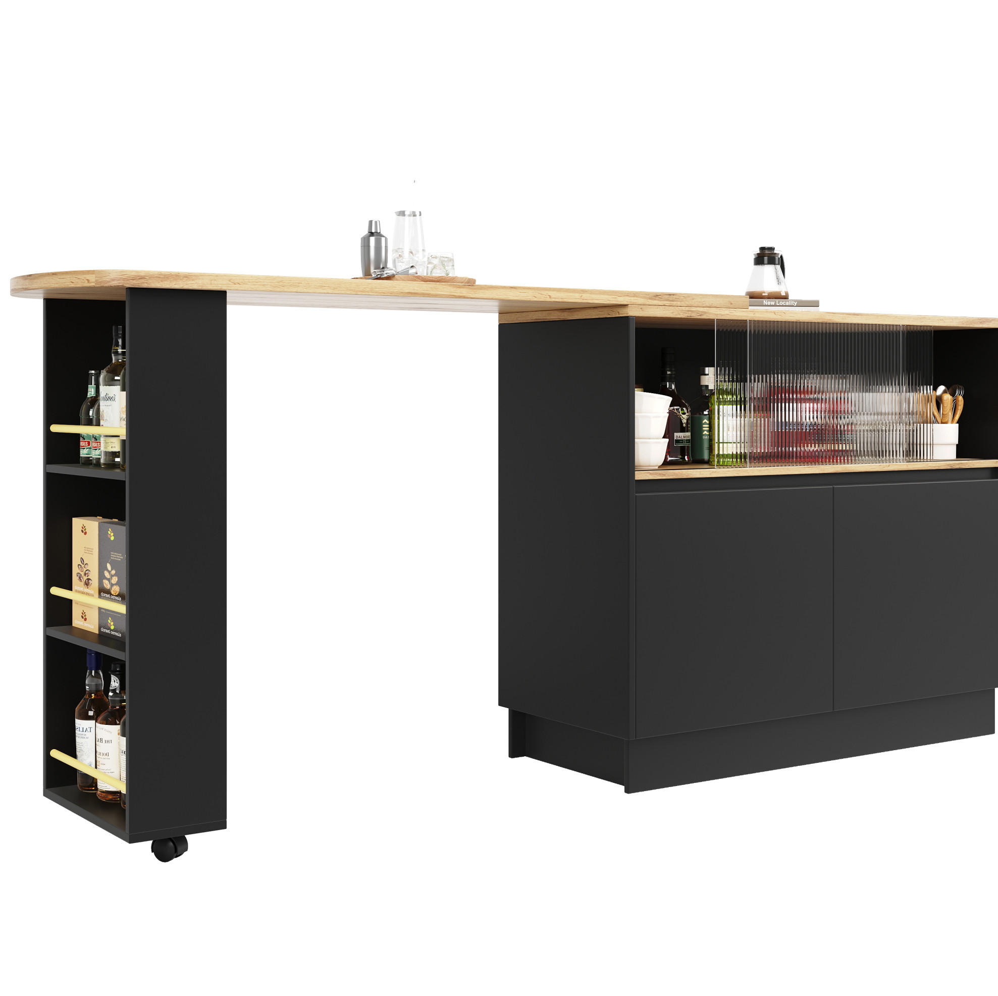 BAROVÁ skrinka 90/45/100 cm MDF čierna, otočná o 360° - čierna, kompozitné drevo (90/45/100cm) - BEAOK