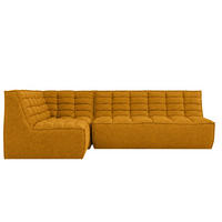 ROHOVÁ SEDAČKA modulární ve tvaru L, plyšová tkanina Pop, Hořčicová, Levá strana, LAZY L Mini - žlutá, dřevo (253/173cm) - Kaiser Möbel
