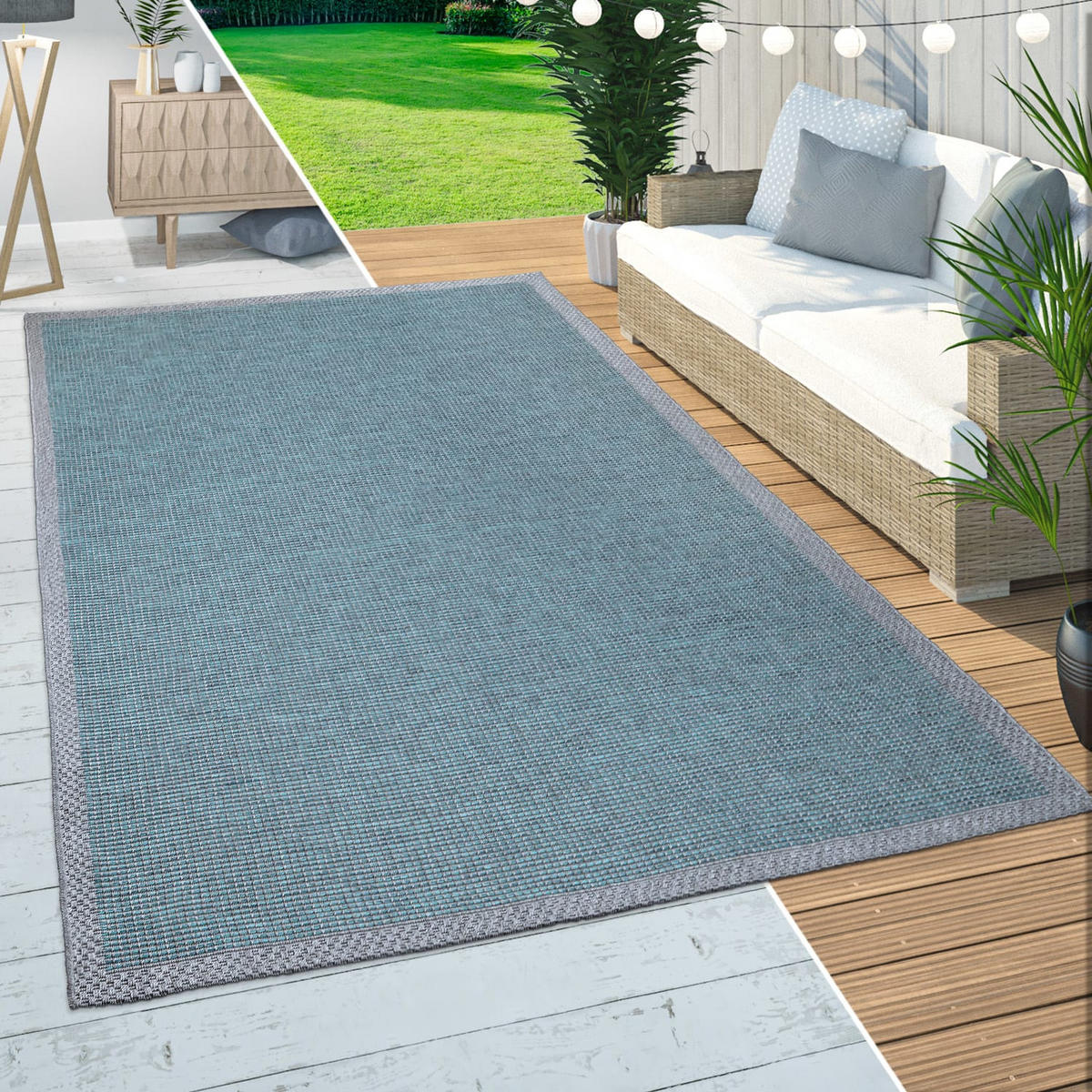 OUTDOORTEPPICH 80/150 cm Quebec 135 - Türkis, Kunststoff (80/150cm) - Paco Home