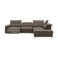 ECKSOFA Ambassador Echtleder mit 1 x Relaxfunktion Greige - Greige, Leder/Metall (272/224cm)