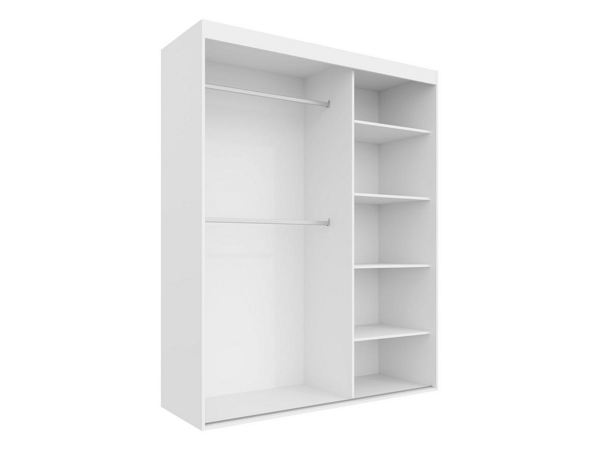 SCHWEBETÜRENSCHRANK Mat 160 V - Silberfarben/Weiß, Holzwerkstoff/Kunststoff (160/205/60cm) - MIRJAN24