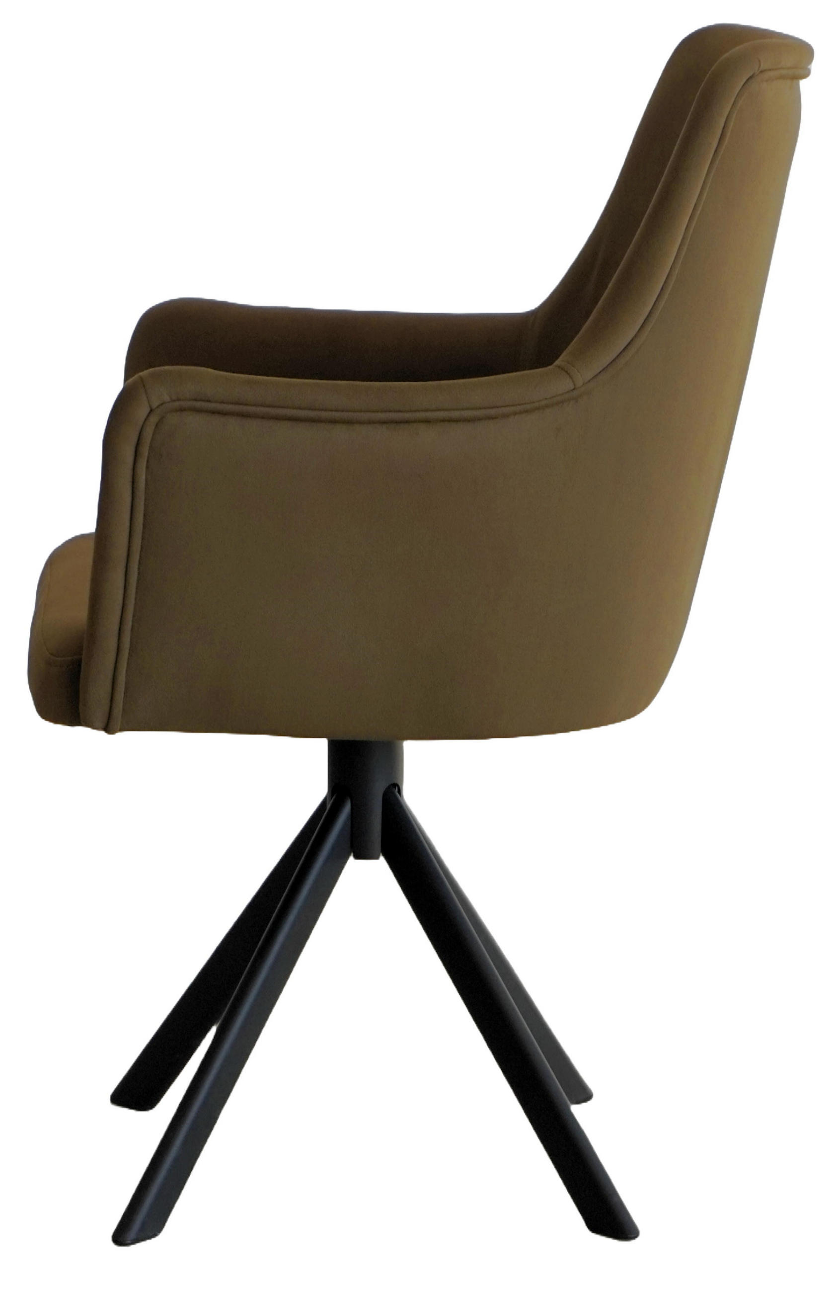 ARMLEHNENSTUHL Sello oliv mit S-Fuß drehbar - Schwarz/Olivgrün, Textil/Metall (55/90/58cm) - INKA furniture