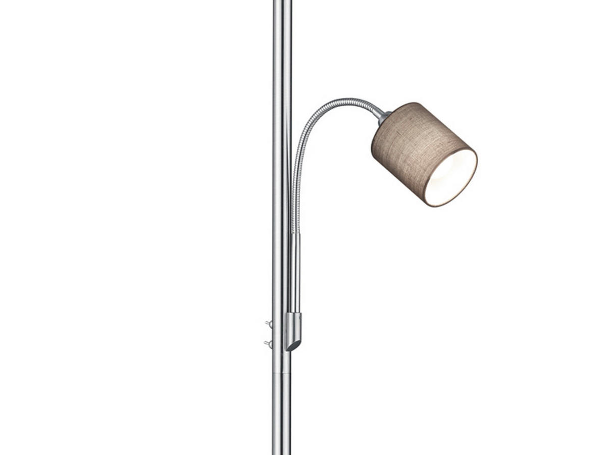 LED-STEHLAMPE Grau Höhe 170cm, mit Leselampe - Grau, Textil (40/40/170cm) - meineWunschleuchte