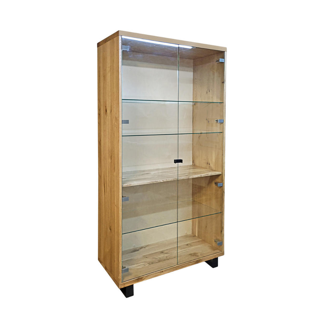 EICHENHOLZVITRINE mit Glasböden ANDORA I - Eichefarben, Holz (100/200/40cm) - Rawood Furniture