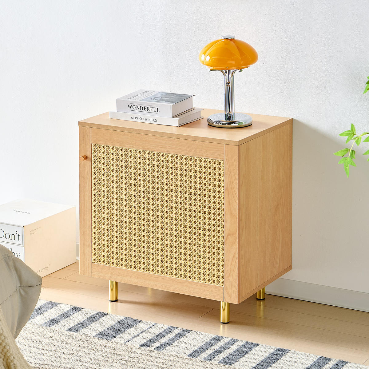 SIDEBOARD 60/40/63 cm,Ratten Retro-Design,Naturfarben - Naturfarben, Holz (60/63/40cm) - LVHOM