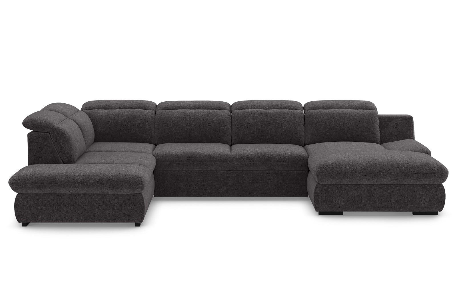 WOHNLANDSCHAFT mit Schlaffunktion und Bettkasten, verstellbare Kopflehnen - Schwarz/Graphitfarben, Kunststoff/Textil (341/80/218cm) - Cotta