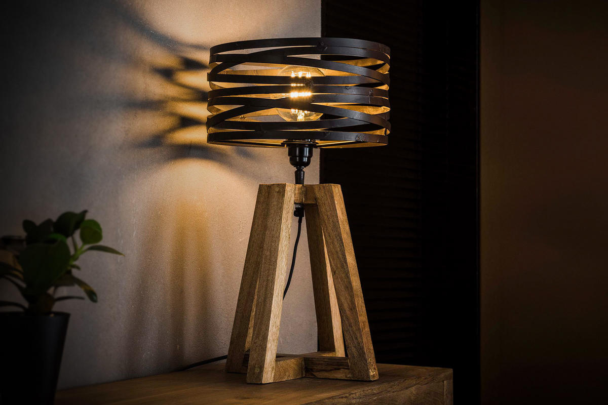 TISCHLAMPE DALIAN Schwarz Holz - Schwarz, Holz (29/29/50cm) - KAWOLA