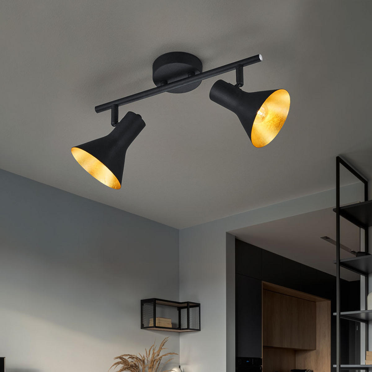 LED DECKENLEUCHTE Metall Schwarz Gold - Schwarz, Metall (11/33/21cm)