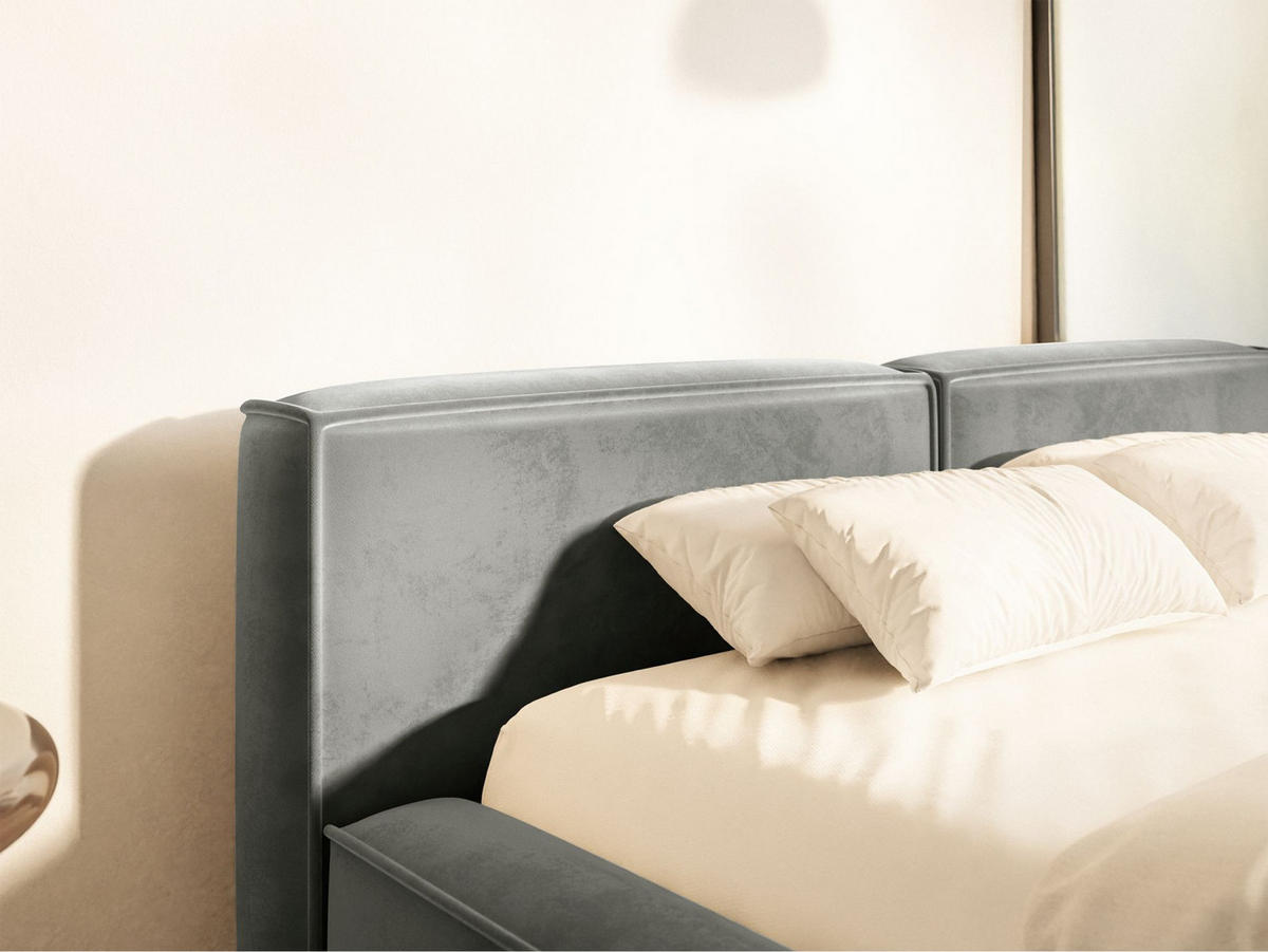 POLSTERBETT Tilves Slim Grau 160x200 cm - Schwarz/Grau, Kunststoff/Textil (160/200cm) - Selsey