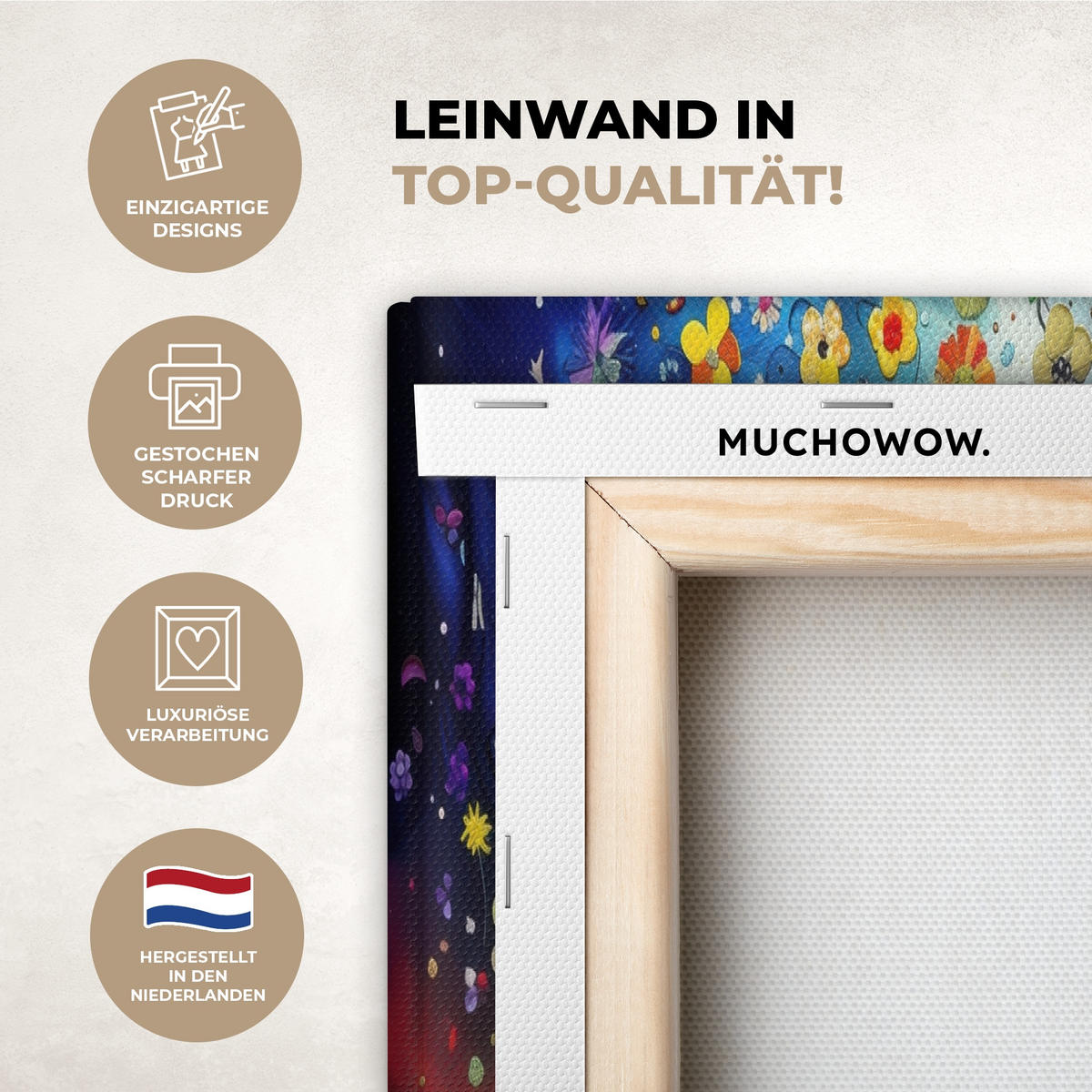 LEINWANDBILD 3er Set Bunt - Baum des Lebens - Blumen - Abstrakt 120x60 cm - Blau, Textil (120/60cm) - MuchoWow