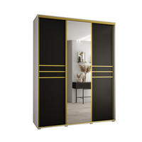 SCHWEBETÜRENSCHRANK 235,2/190/45 3-türig - Goldfarben/Schwarz, Holz/Metall (190/235/45cm) - Abiks Möbel