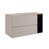 BADEZIMMERSCHRANK: Kaschmir / Schwarz, 100 (80 + 20) x 46 x 58 cm - Kaschmir/Creme, Holzwerkstoff (100/58/46cm) - 3XE LIVING