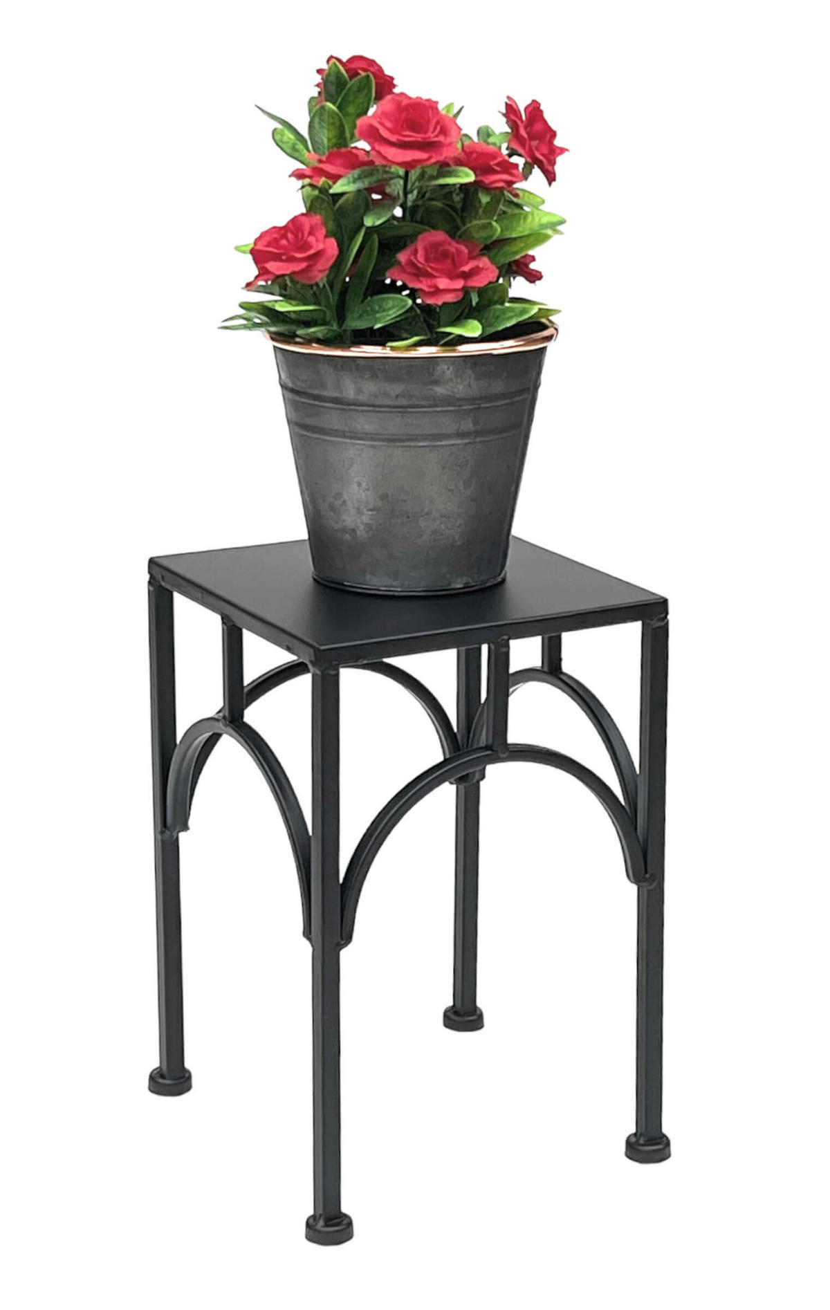BLUMENHOCKER Metall Schwarz Eckig 28 cm - Schwarz, Metall (18/28/18cm) - DanDiBo