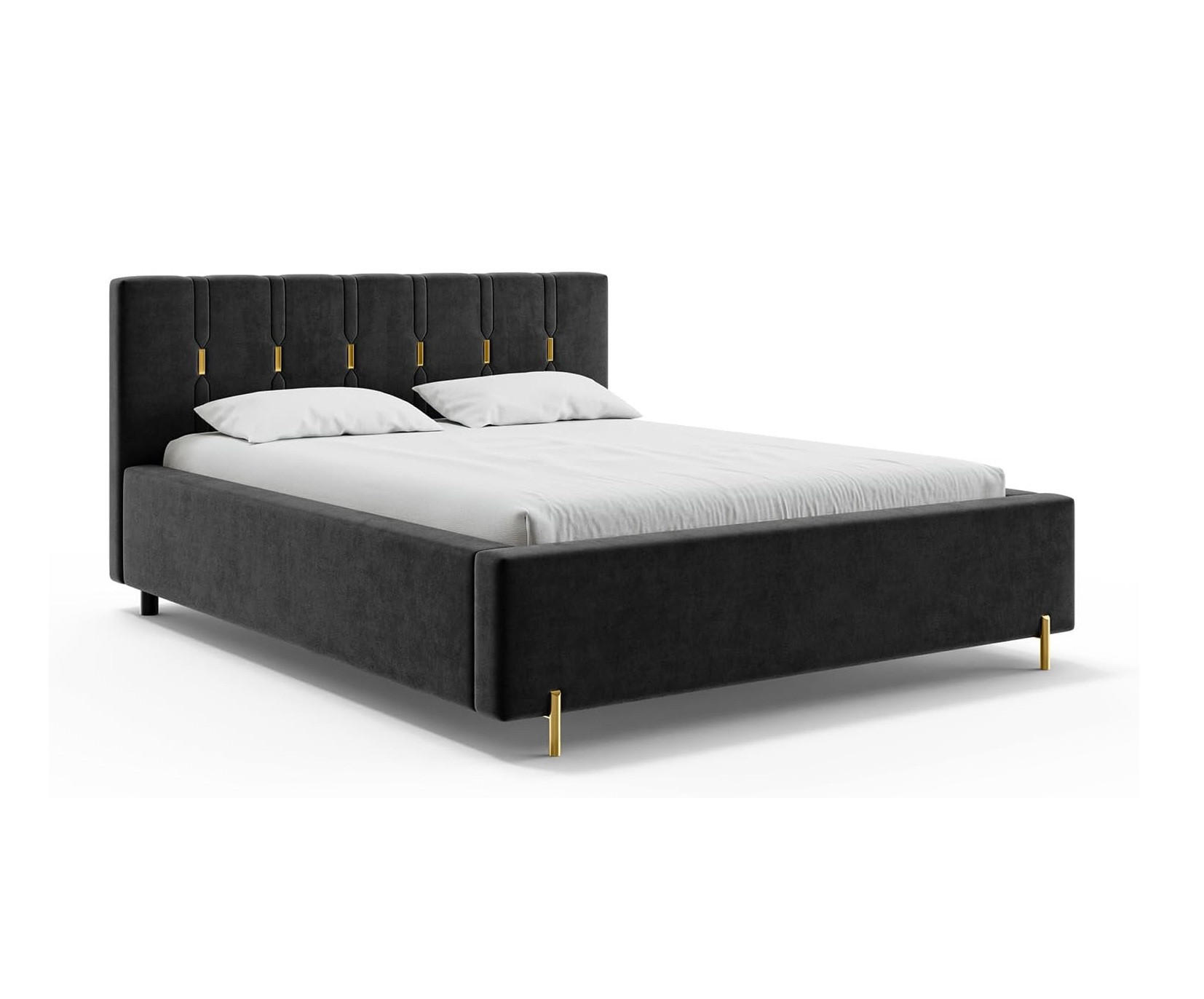 BETT FABIO - Goldfarben/Schwarz, Holzwerkstoff (160/200cm) - Meblini