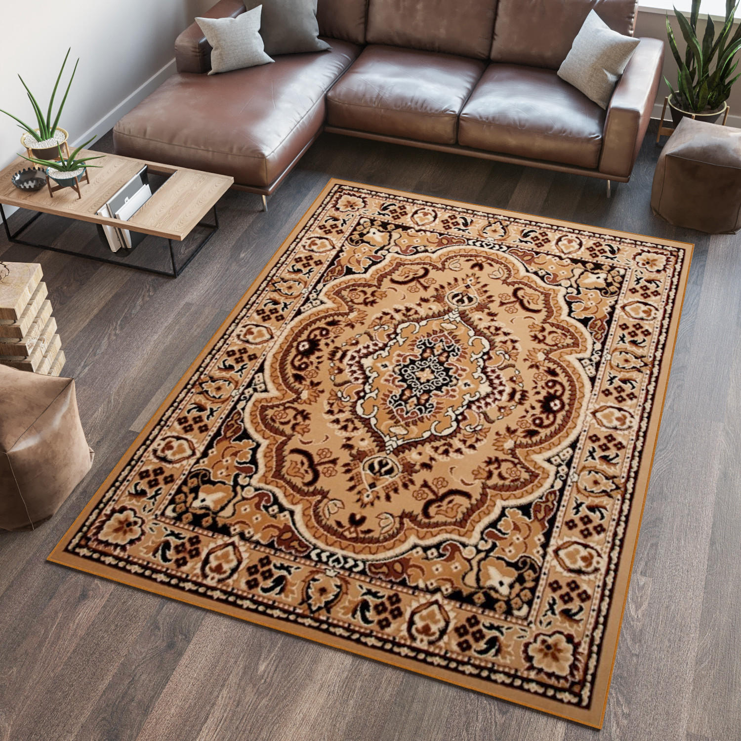 TEPPICH ATLAS Beige Hellbraun 100/200 cm - Hellbraun/Beige, Textil (100/200cm) - Tapiso