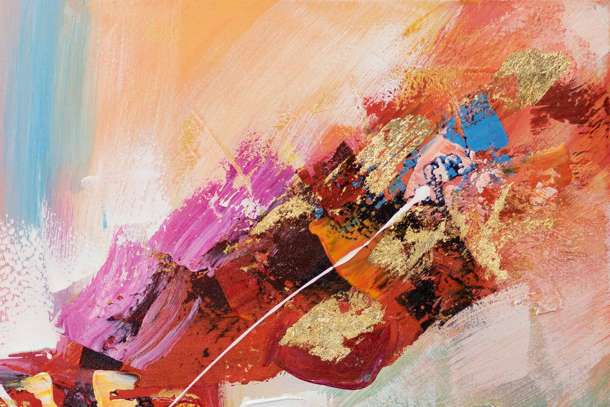 ACRYLBILD HANDGEMALT 80/80 cm - Blau/Gelb, Holz/Textil (80/80cm) - KUNSTLOFT