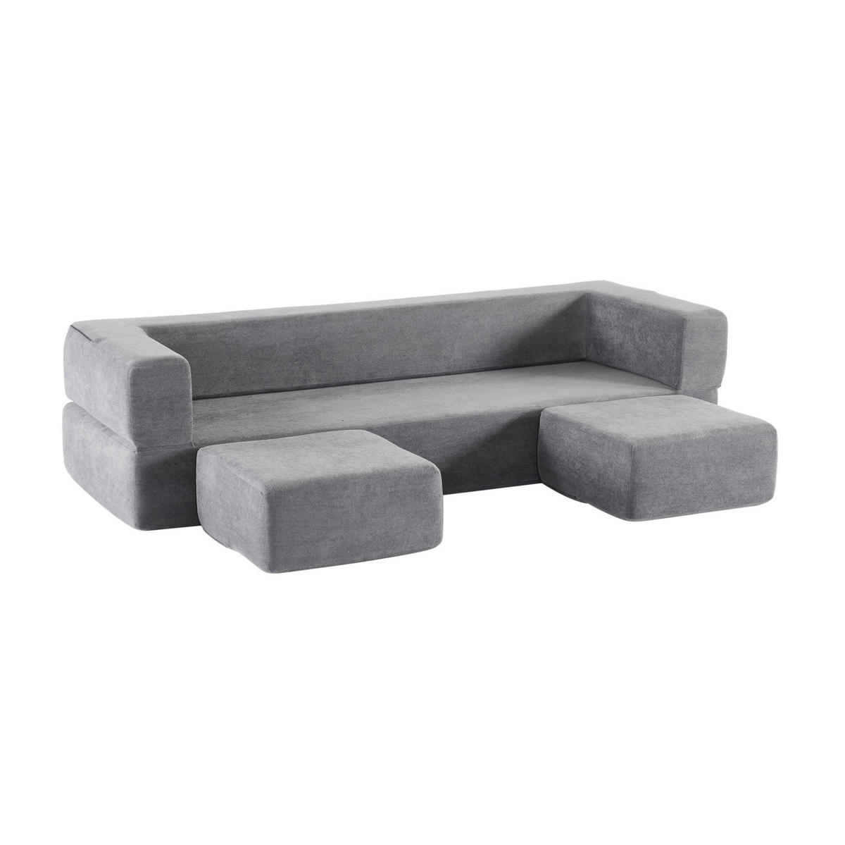 BODENSOFA aus Schaumstoff mit Schlaffunktion Dunkelgrau - Grau, Kunststoff (75.5/50/201cm) - Modenvie