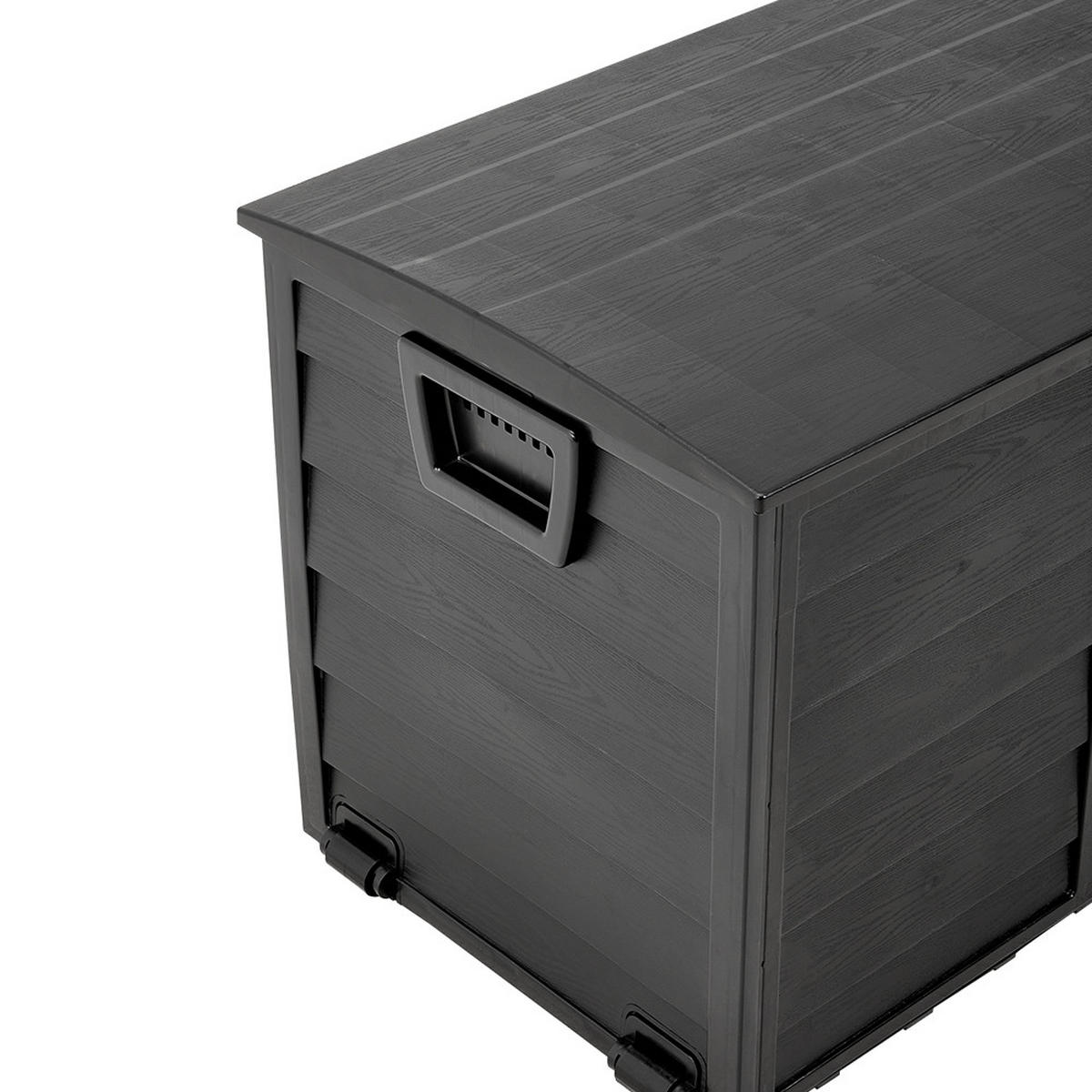 GARTENBOX 290L aus PP Kunststoff in Schwarz mit Rollen, Modell Robuste Konstruktio 112 cm B x 49 cm T x 54 cm H - Schwarz, Kunststoff (112/54/49cm) - Livingandhome