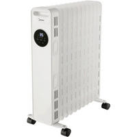ÖLRADIATOR – Mobiler 2000W Elektroheizung, 9 Heizrippen, Energieeffizient, Freistehend mit Rollen & Tragegriff, Einstellbares Thermostat - Weiß, Metall (28/64/39cm) - Midea