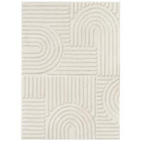 KURZFLORTEPPICH LINEA creme Patchworkmuster 3D-Struktur 140/200 cm - Creme, Textil (140/200cm) - Tapiso