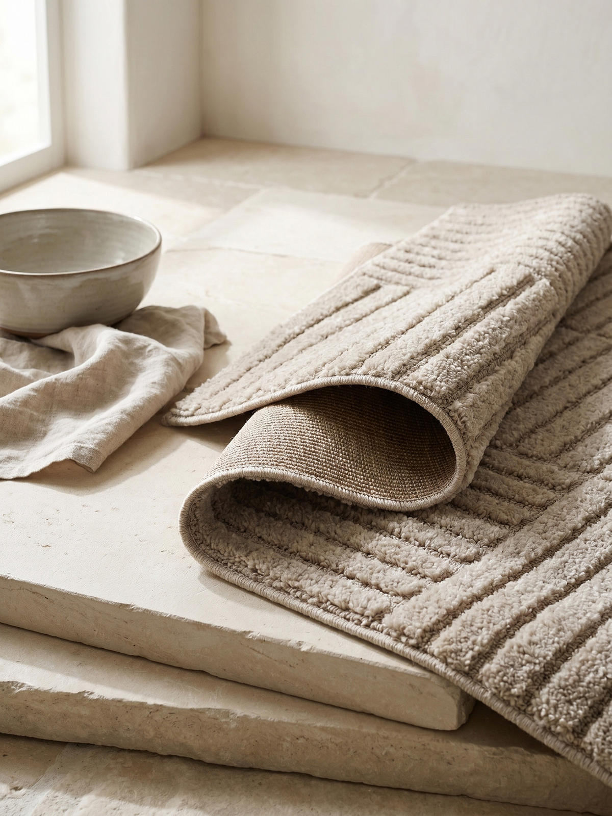 TEPPICH Hochflor RIGI in Beige, mit Cord-Streifen-Patchwork, 200 x 290 cm - Beige, Textil (200/290cm) - KADIMA DESIGN