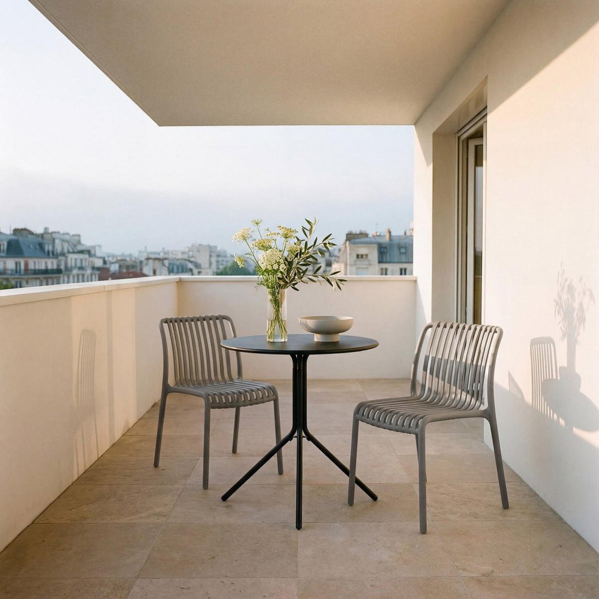 GARTENSTUHL Ollie Grau 45 cm x 78 cm 4er-Set - Grau, Kunststoff (45/78/62cm) - Klast Home