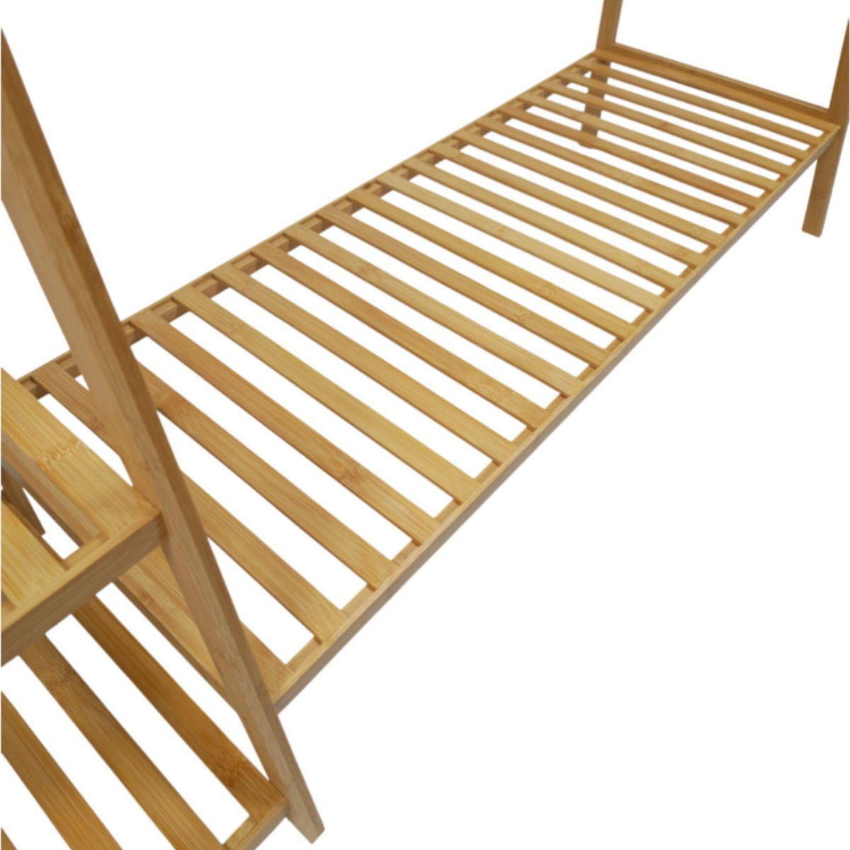 BAMBUSREGAL Bambus Naturfarben mit Seitenregal 140 x 130 x 40 cm - Naturfarben, Holz (130/140/40cm) - Begryf