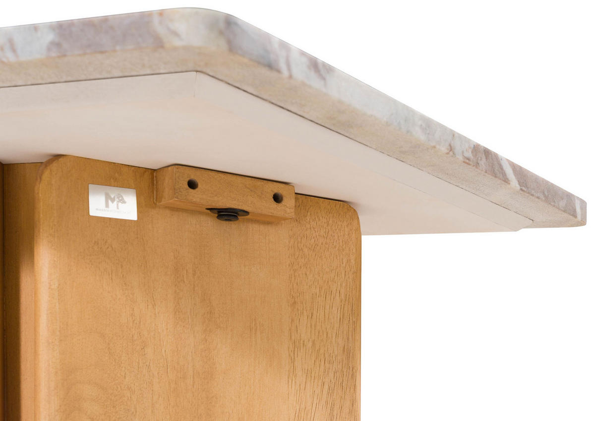 BEISTELLTISCH Mango 55x55x45 beige lackiert / Marmor beige LUGANO #104 - Beige, Holz (55/55/45cm) - Massivmoebel24