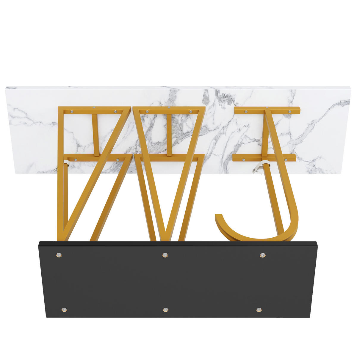 KONSOLENTISCH 120/29,5/80 cm Weiß Marmoroptik mit Stauraum aus MDF Metall - Weiß, Holzwerkstoff (120/29.5/80cm) - OKWISH