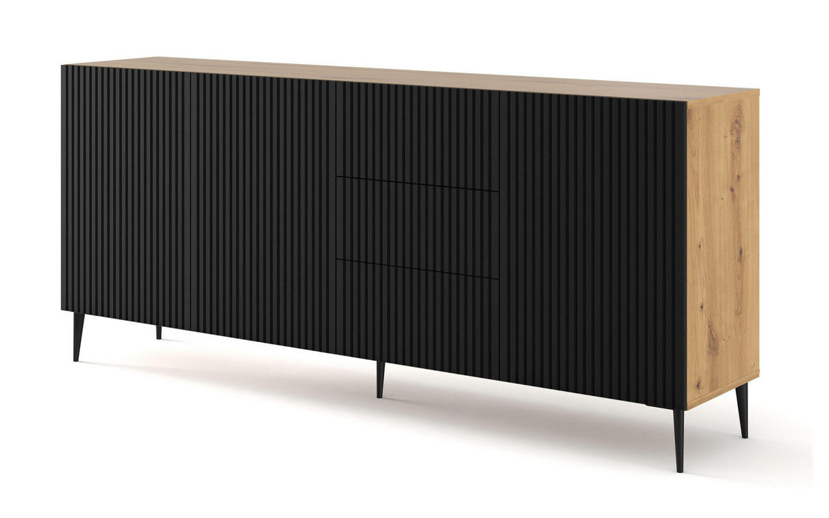 SIDEBOARD BEIGE - Beige/Schwarz, Holzwerkstoff (200/87/42cm) - FURNLUX