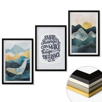 WANDBILDER 3er-Set - 40x60 cm Schwarzer Rahmen - Abstrakte Berginspiration - Schwarz, Kunststoff (40/60cm) - ArtPrintCave