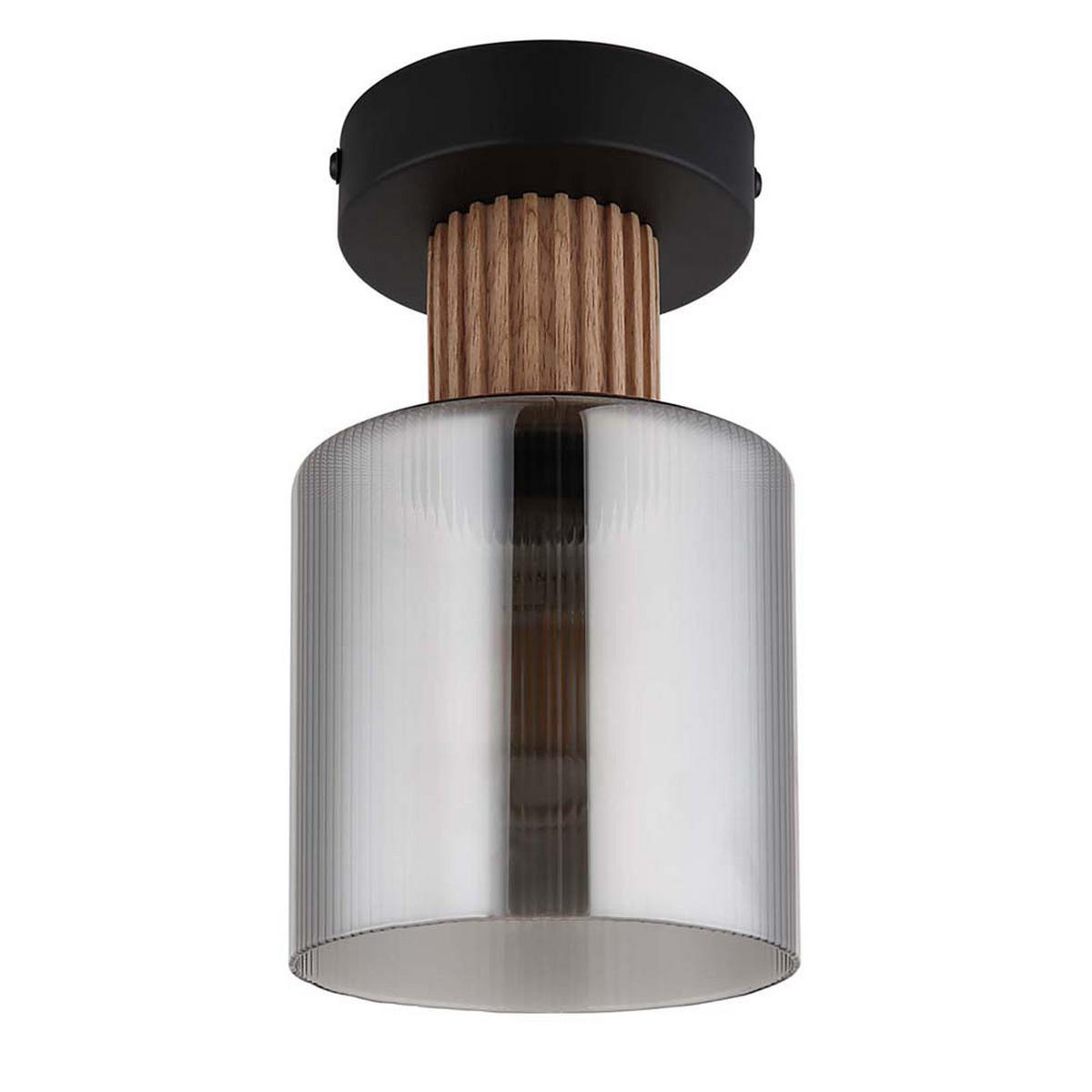 DECKENLEUCHTE Metall Schwarz Glas - Schwarz, Holz (12/12/21cm) - Globo Lighting