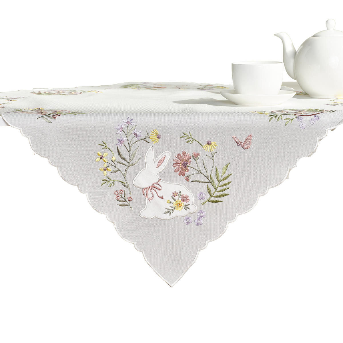 TISCHDECKE Lapique - Weiß, Textil (80/80/1cm) - home&you