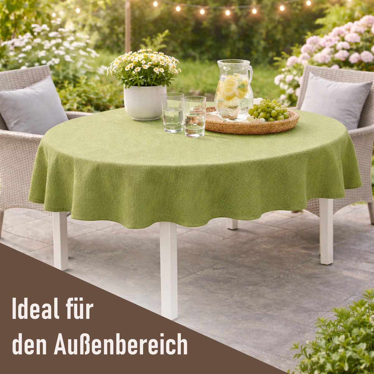 TISCHDECKE Garten Weichschaum 140x180cm - Hellgrün - Hellgrün, Kunststoff (180/140cm) - Bestlivings