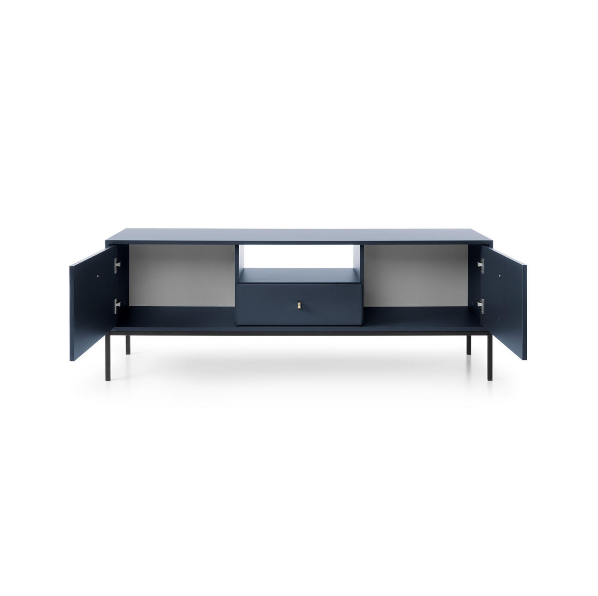 LOWBOARD MONDO 153,4x39x56,2 cm mit 1 Schubladen und 2 Türen Blau - Blau/Schwarz, Holzwerkstoff (153.4/56.2/39cm) - MASSENO