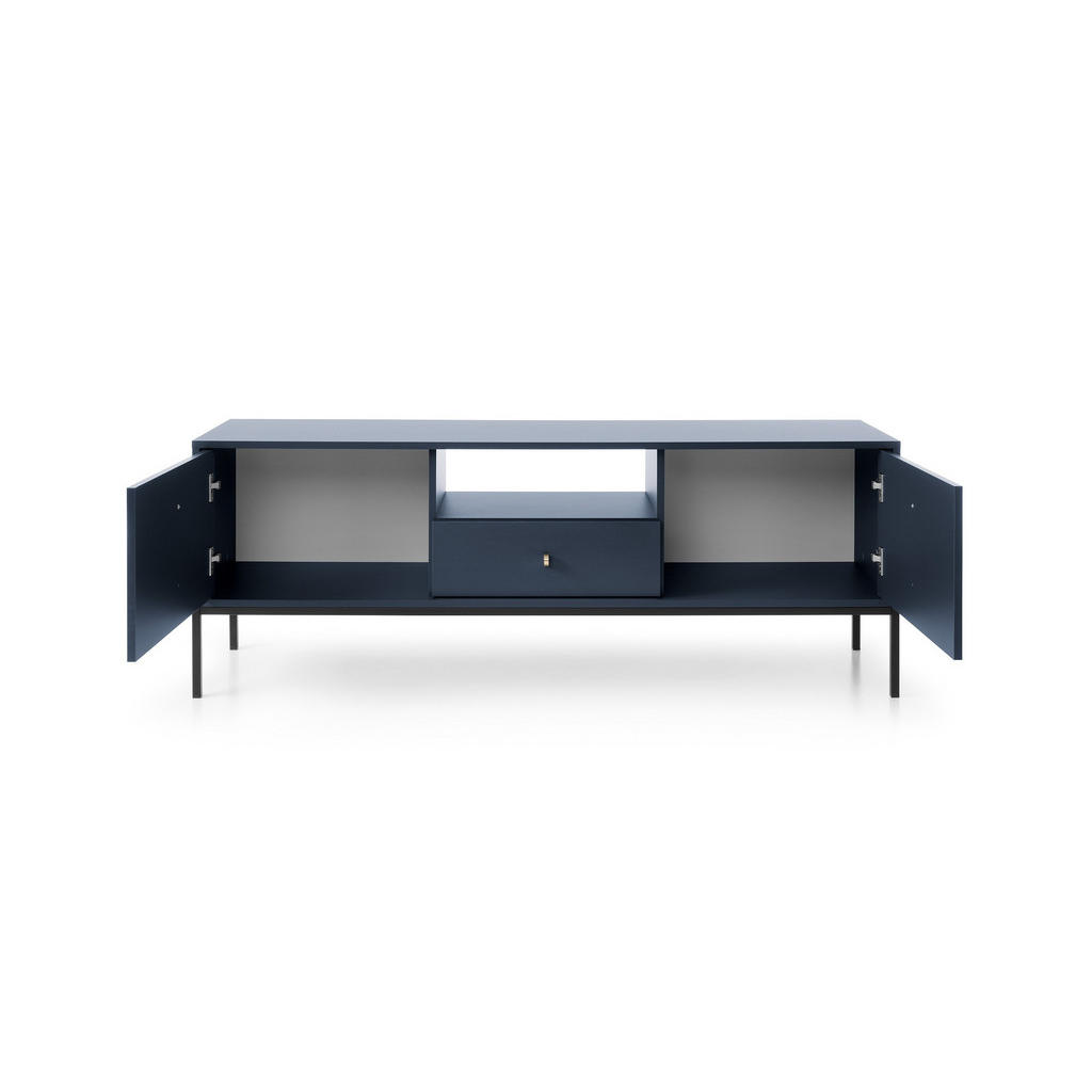 Thumbnail - Masseno Lowboard, Blau, Schwarz, Holzwerkstoff, 1 Schubladen, 153.4x56.2x39 cm, Wohnzimmer, Wohnwände, Lowboards, Lowboa...