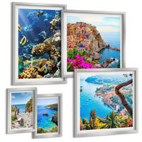 BILDER SET 5er Set - 50x50 cm & 20x30 cm & 40x60 cm Silberner Rahmen - Berglandschaften im Hintergrund - Silberfarben, Kunststoff (40/60cm) - TULUP