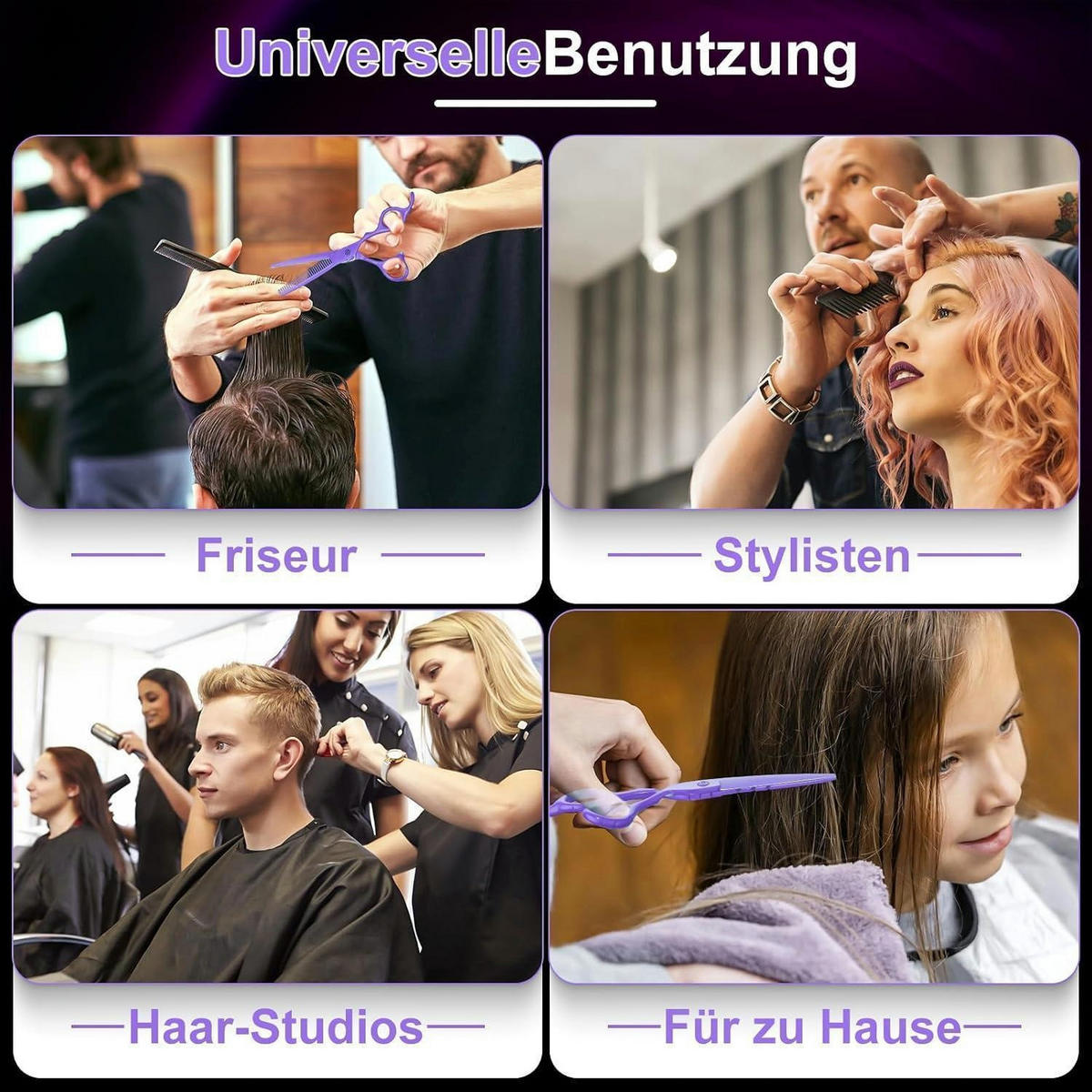 FRISEURSCHEREN Set 5,5 Zoll Lila 2-teiliges Set - Lila, Metall (4.5/2.5/15.5cm)