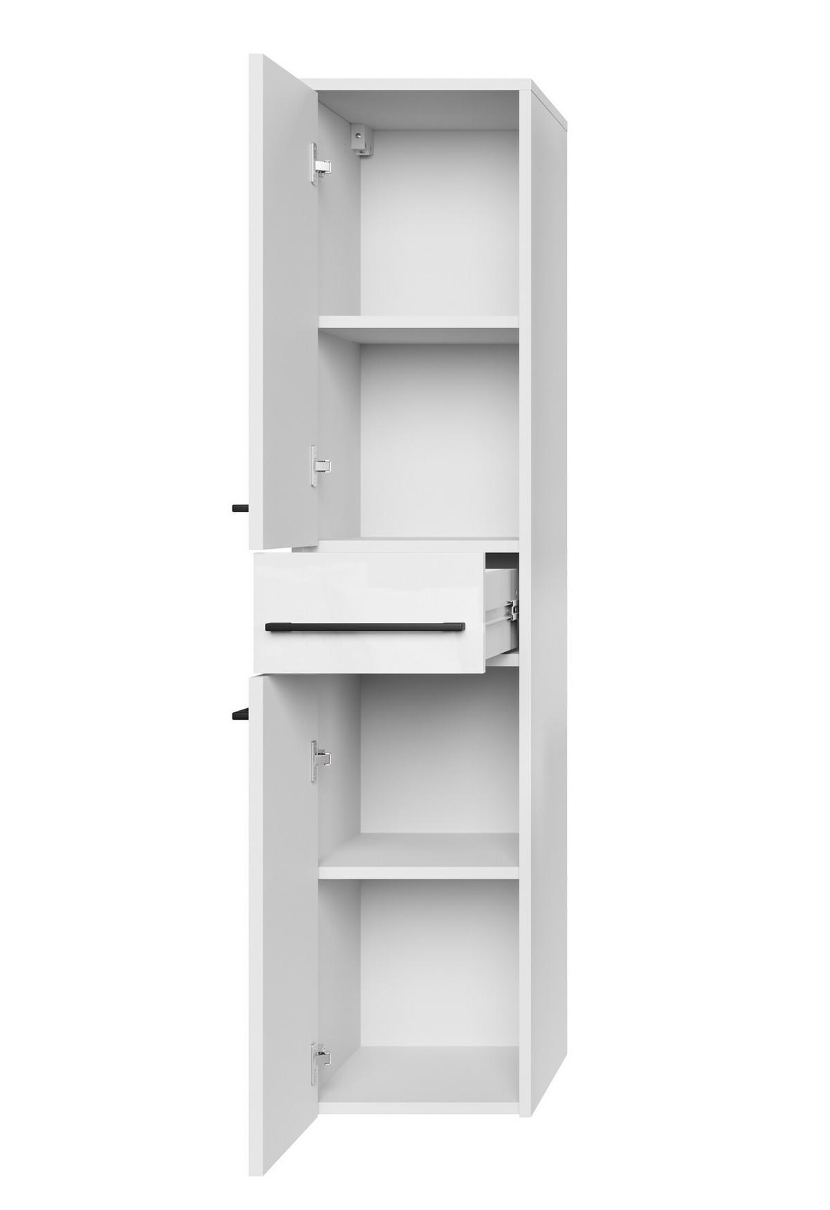 BADEZIMMERSCHRANK Florence mit 2 Türen Weiß Hochglanz - 30 x 35 x 130 cm - Weiß, Holz (30/130/35cm) - Badplaats