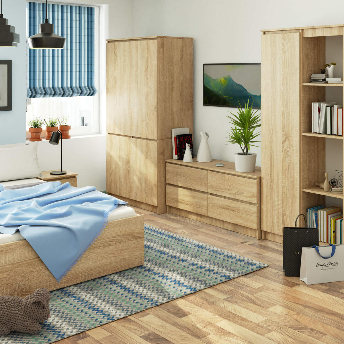 KLEIDERSCHRANK Eiche Sonoma 180/90/51 - Sonoma Eiche, Holzwerkstoff (90/180/51cm) - RAUMHIRSCH FURNITURE