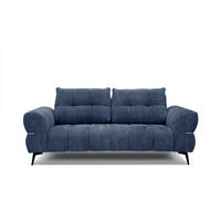 SOFA SALVINI 3-Sitzer, dunkelblau - Schwarz/Dunkelblau, Holzwerkstoff/Textil (176/88/99cm) - Courtois Laville