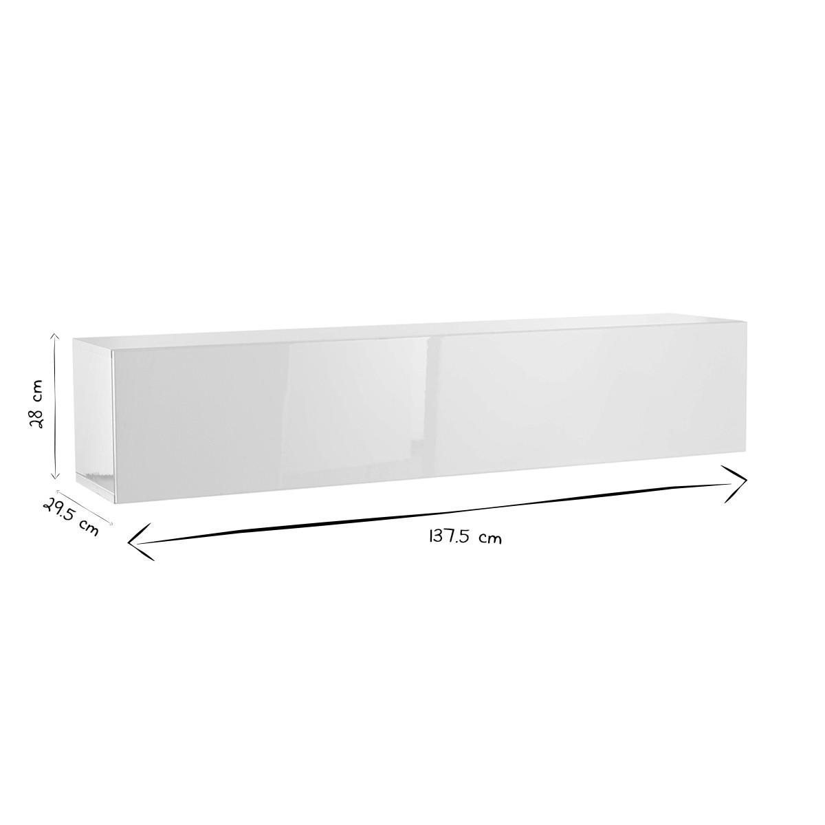 TV-WANDELEMENT Horizontal Wei? Gl?nzend ETERNEL - Weiß, Holz (29.5/28/137.5cm) - Miliboo