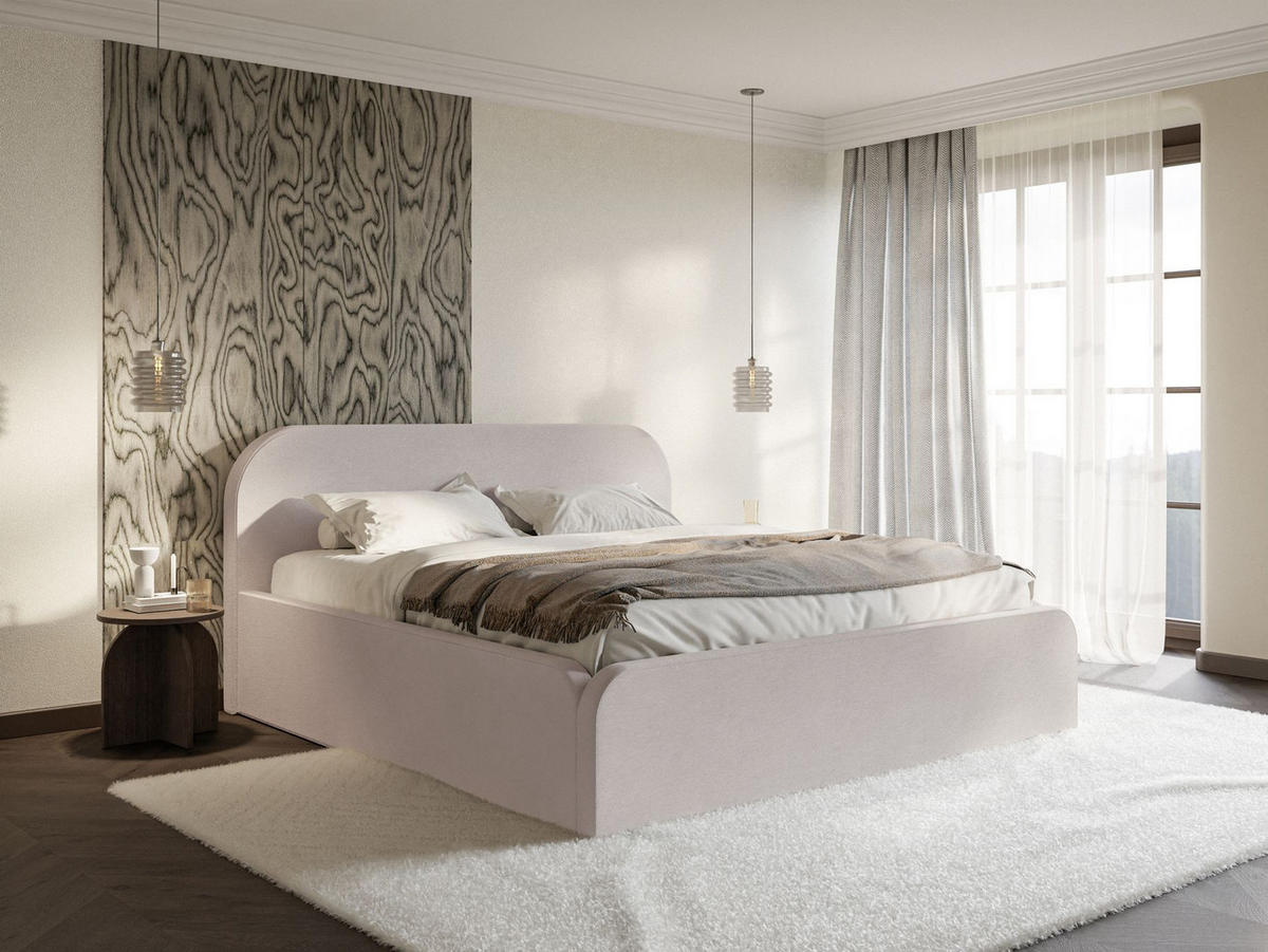 POLSTERBETT Umike Graubeige Samt mit Bettkasten 200x200 cm - Taupe, Textil (200/200cm) - Selsey