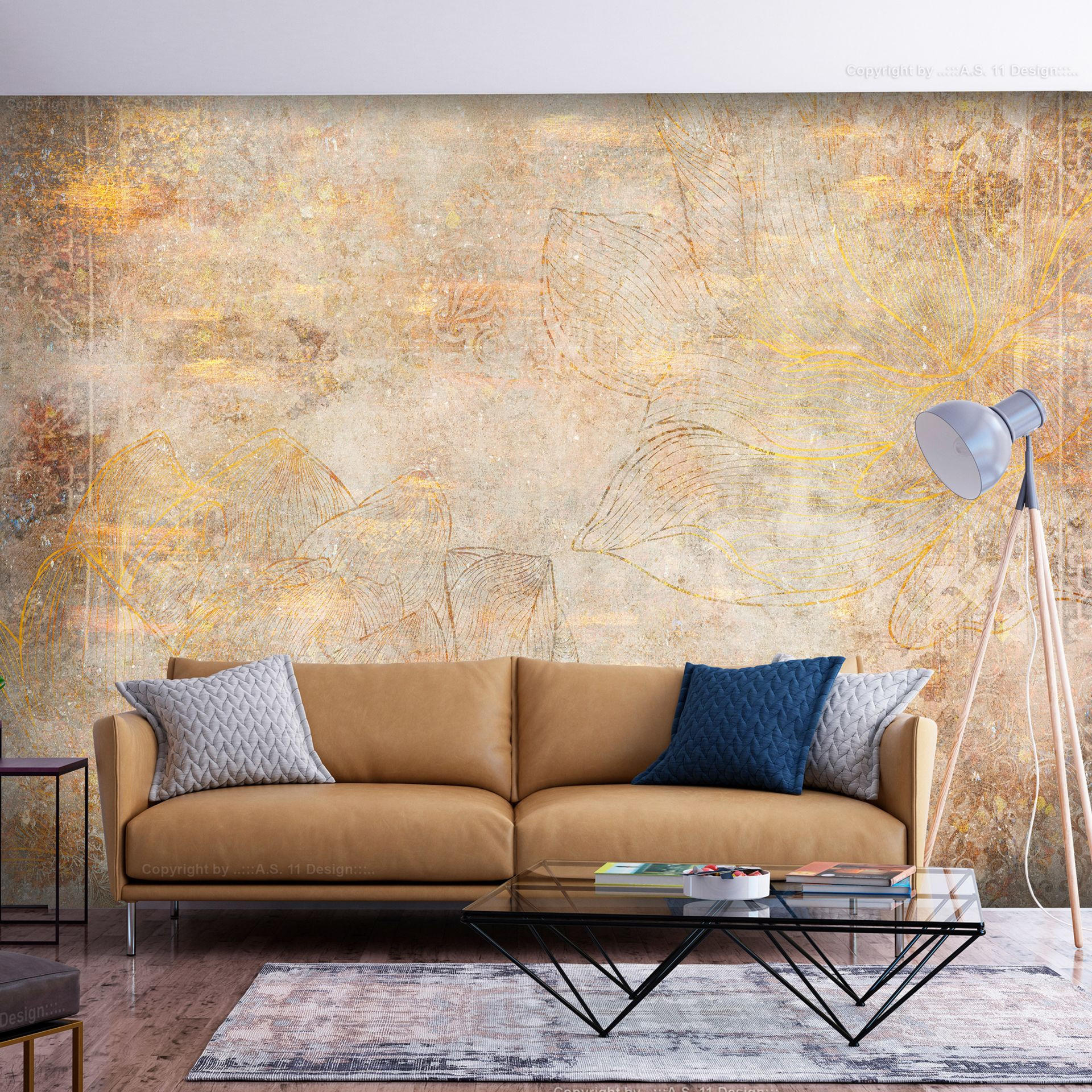 SELBSTKLEBENDE FOTOTAPETE 392/280 cm - Goldfarben/Braun, Kunststoff/Textil (392/1cm) - KUNSTLOFT