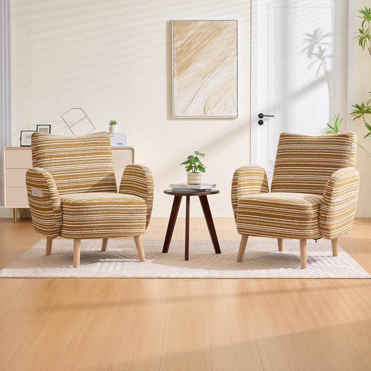 POLSTERSESSEL,LESESESSEL mit Kreismuster 77x81x87 cm Holzbeine - Gelb, Textil/Metall (77/87/81cm) - PARAFTA HOME