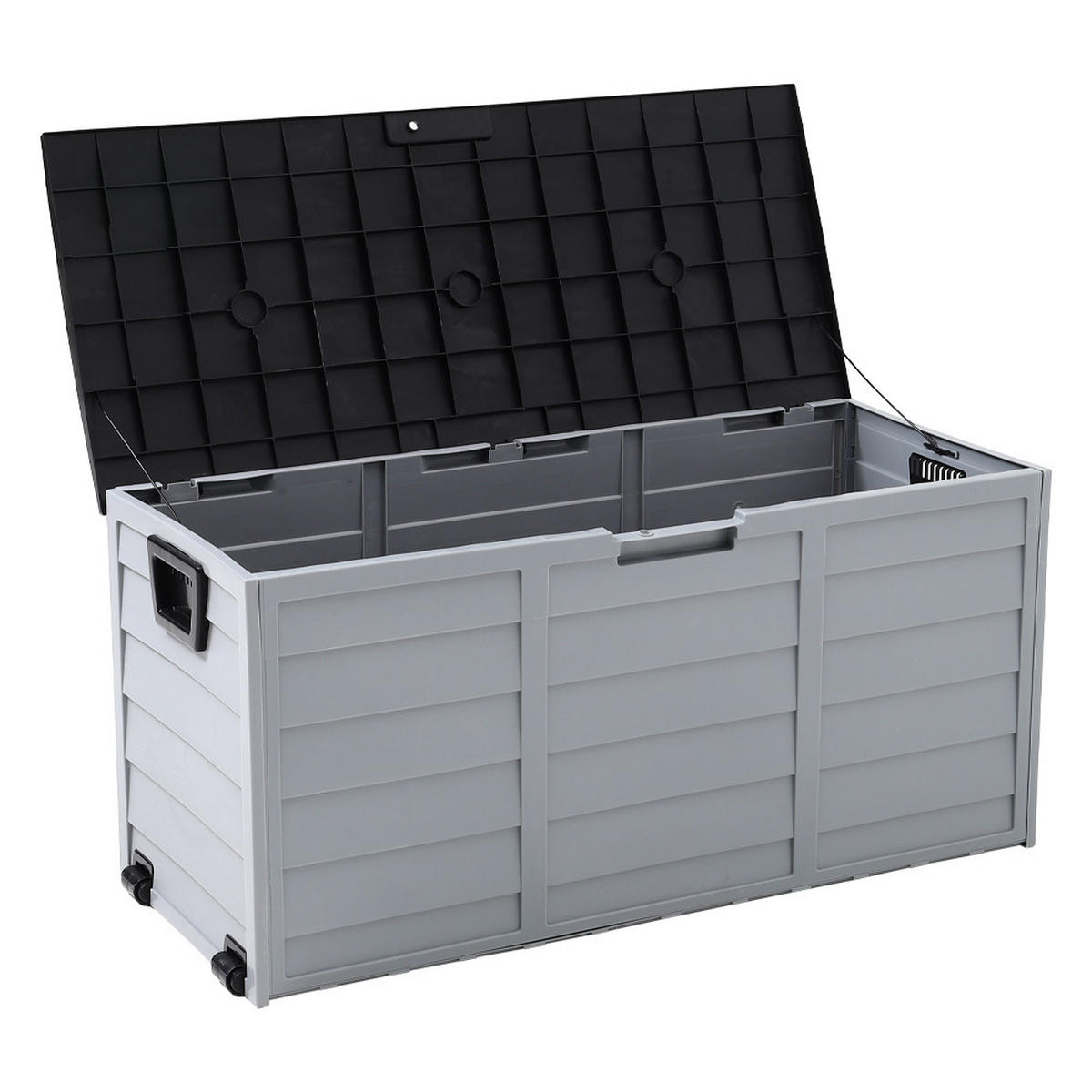 GARTENBOX Kissenbox Auflagenbox 290L aus Kunststoff in Schwarz Abschließbar Wasserdicht Wetterfest für Garten, Terrasse oder Balkon - Schwarz/Grau, Kunststoff (112/54/49cm) - Livingandhome