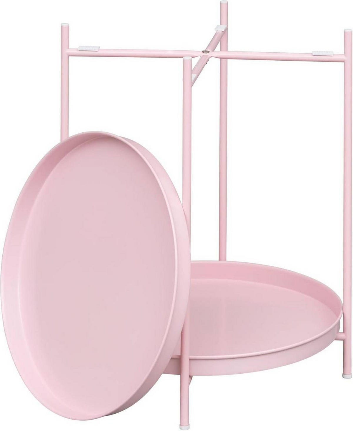 COUCHTISCH rund, mit Stauraum, Metall, Rosa - Rosa, Metall (44/44/53cm) - Woltu